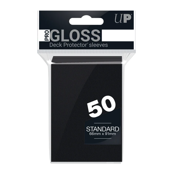 (12) ULTRA PRO GLOSS 50CT BLACK STANDARD DECK PROTECTOR SLEEVES #82669 NEW